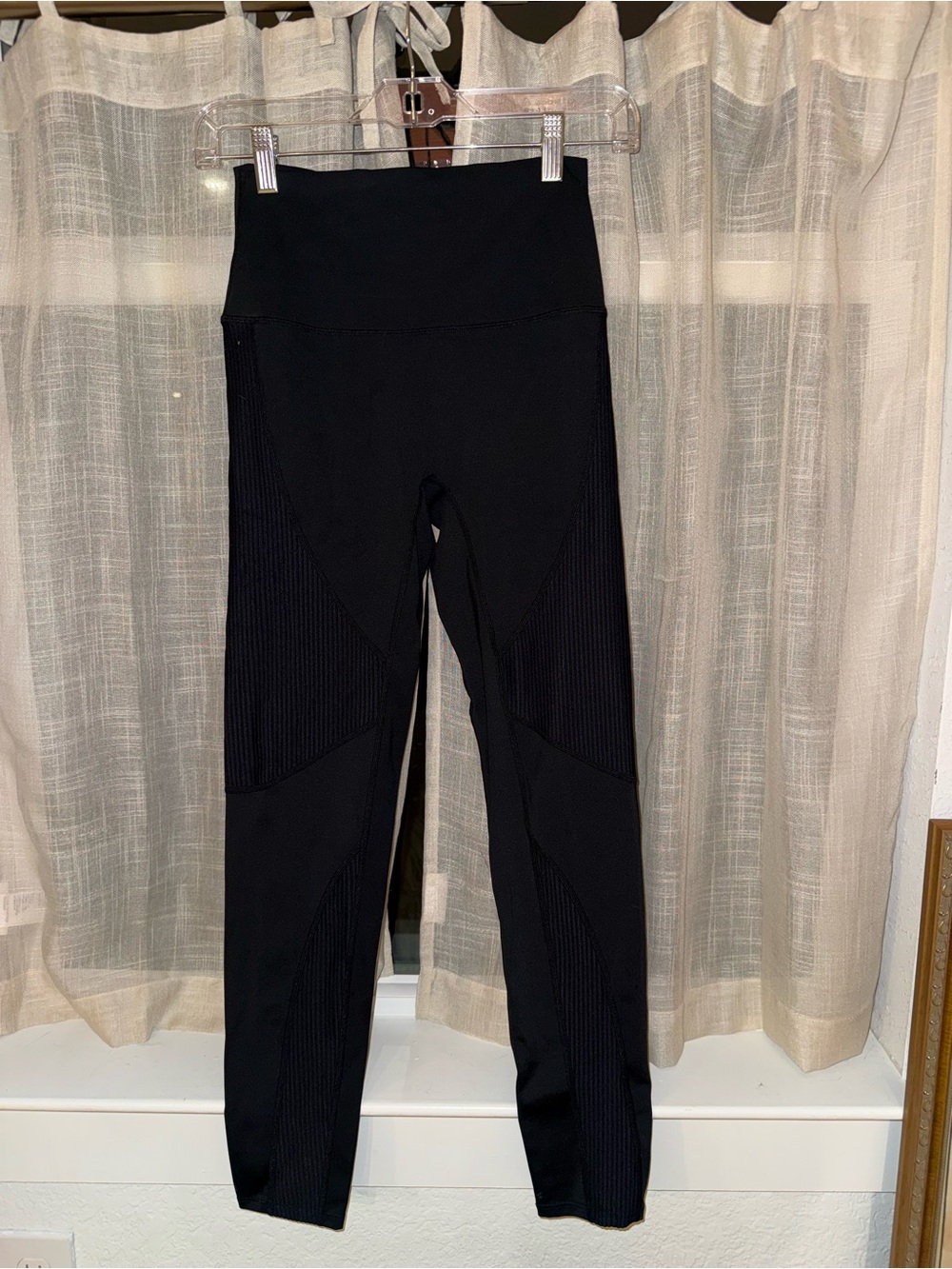 P.E Nation Black High-Waist Ribbed Panel Leggings